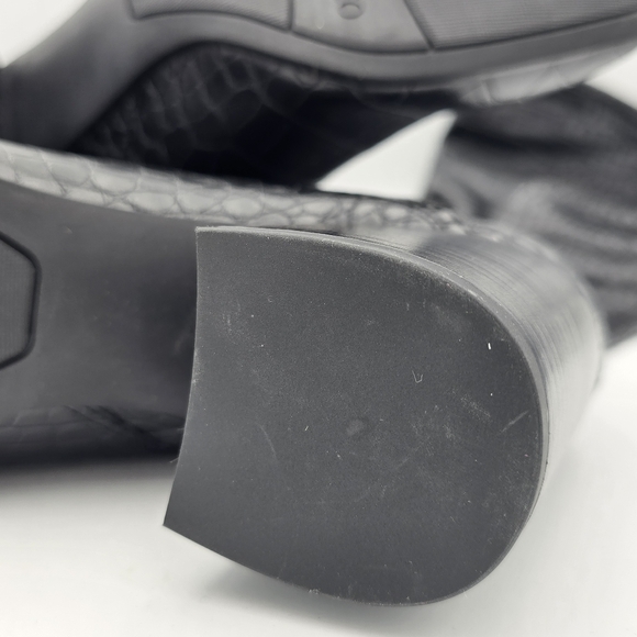 6W Franco Sarto Women's Tribute Knee High Boots, Black Crocco Faux Leather - Picture 15 of 16